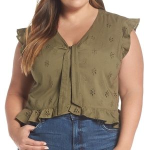 Nordstrom Plus size (3X) olive green blouse